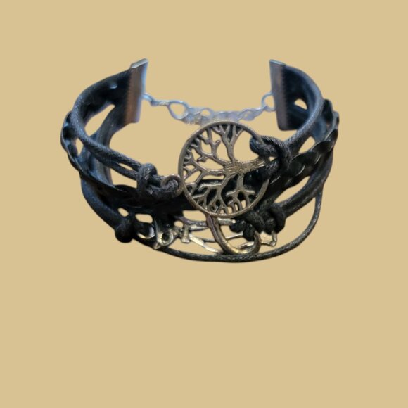 Braided Multistrand Bracelet With A Cat, Tree Of Life And Infinity Links - Picture 4 of 8